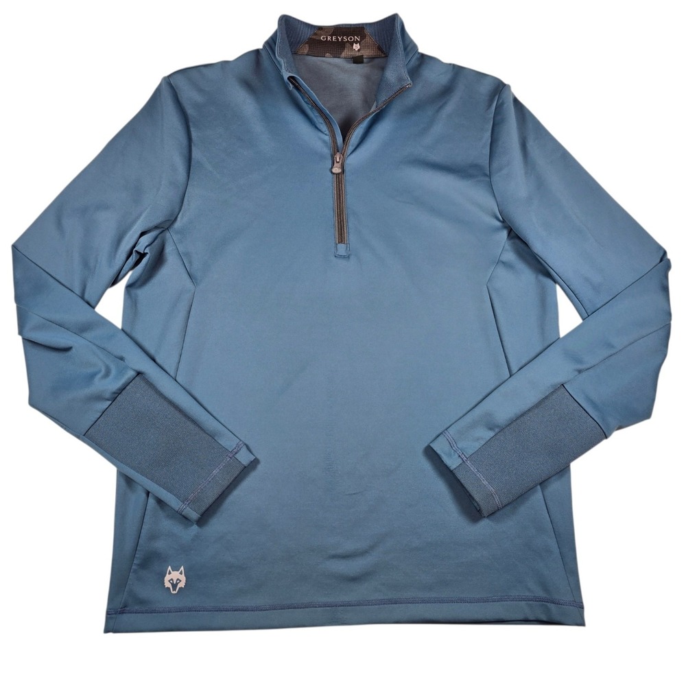 Greyson Sequoia Blue 1/4 Zip Long Sleeve Performance Golf Pullover- Men's Size S
